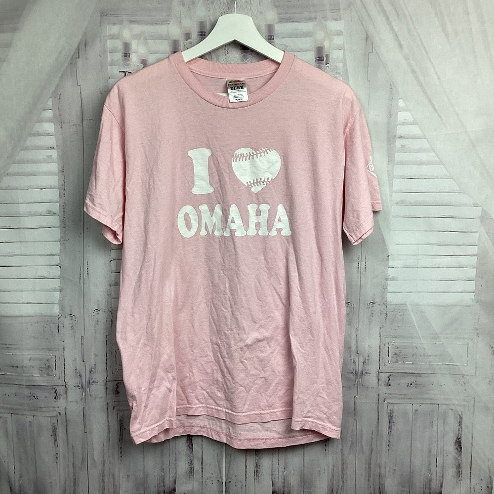 I Heart Omaha Baseball Pink Tee Shirt M